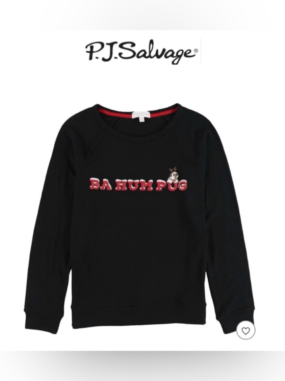 P.J. Salvage "BA HUM PUG" Graphic Sweatshirt/Lounge-Shirt M & L NWT